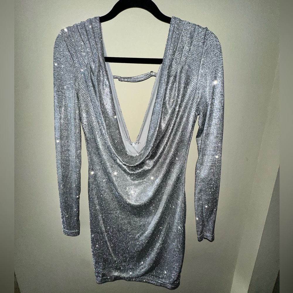 Akira Silver Rhinestone Dress - Picture 4 of 6